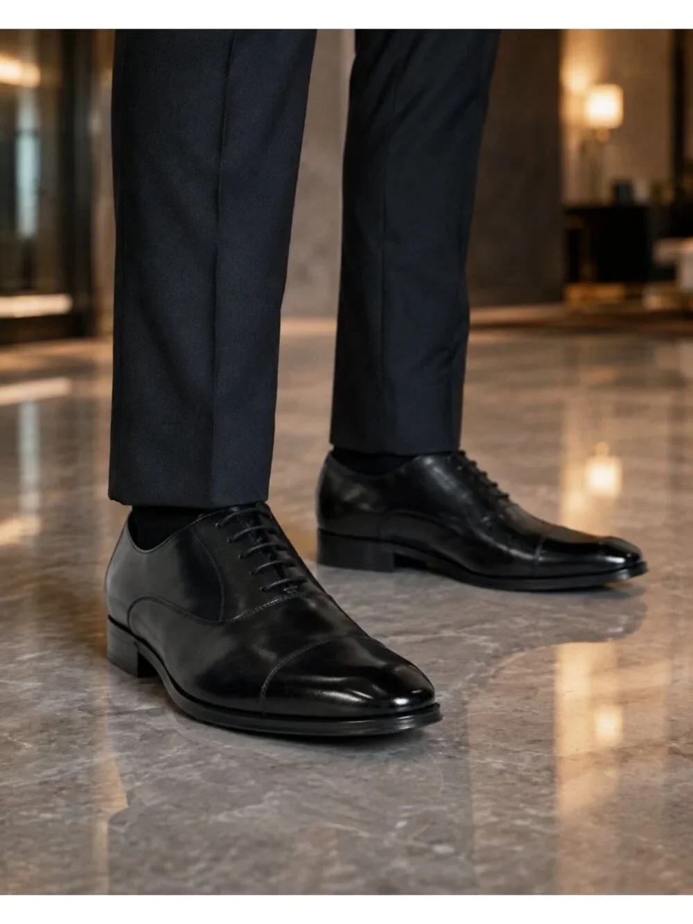 SD9 - Dune London Solver Men’s Black Leather Cap-Toe Oxford Shoes EU 42 US 9 NIB